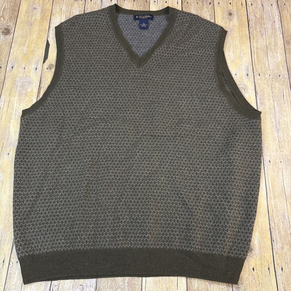 Brooks Brothers Lambswool Sweater Vest Mens XXL 2XL Vintage Made In Hong Kong
